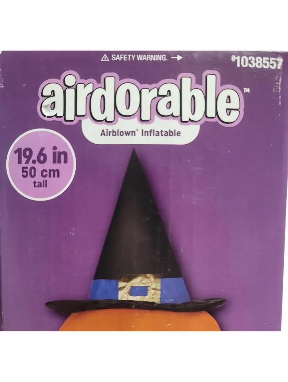 Halloween Jack-O'-Lantern Inflatable Pumpkin w/ Witch Hat 19.6